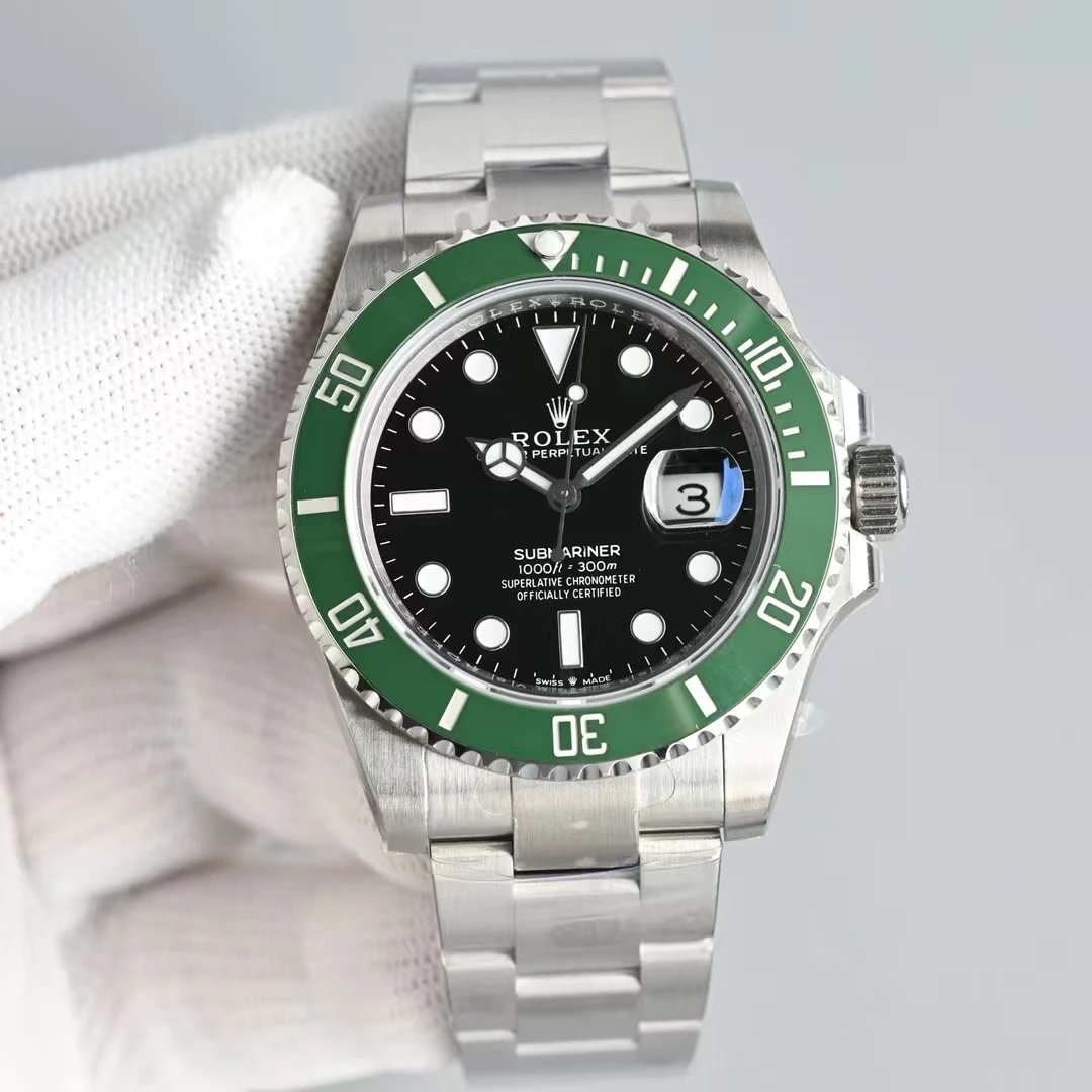 Rolex Submariner Green Bezel Black Dial Stainless Steel Watch - 1