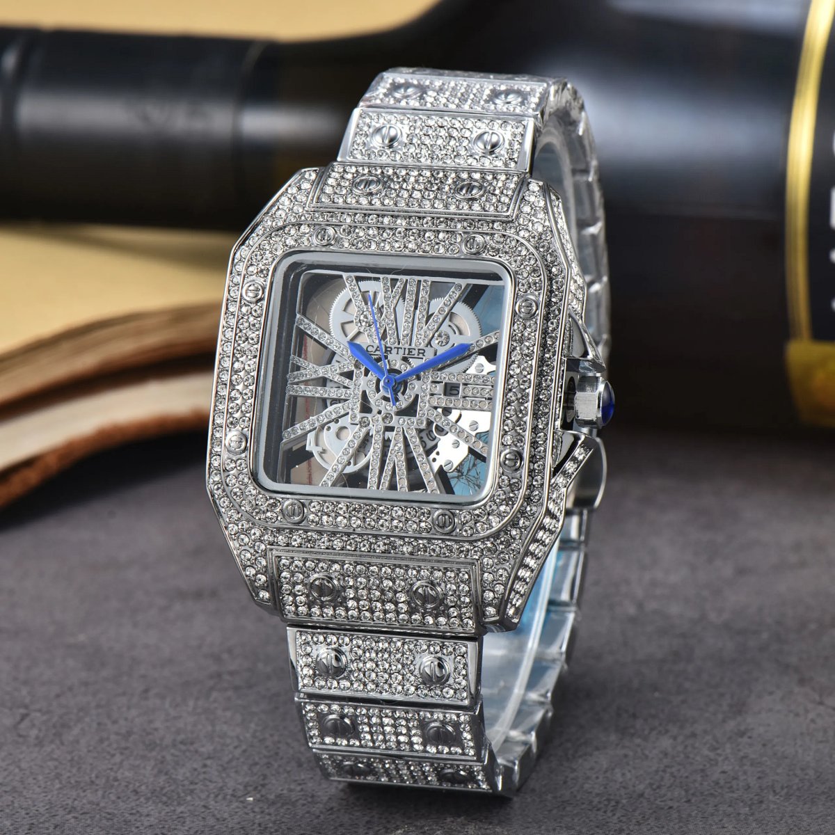 Cartier Santos Skeleton Diamond-Encrusted Two-Tone Mechanical Watch Watches product detail 10 in Litbuy spreadsheet finds