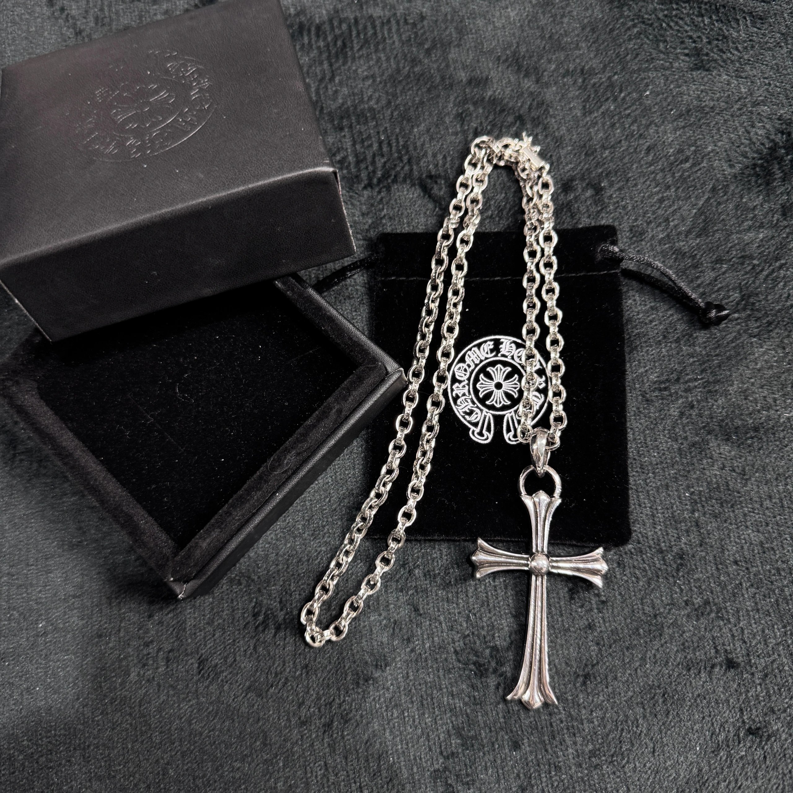 Chrome Hearts Silver Cross Pendant Necklace