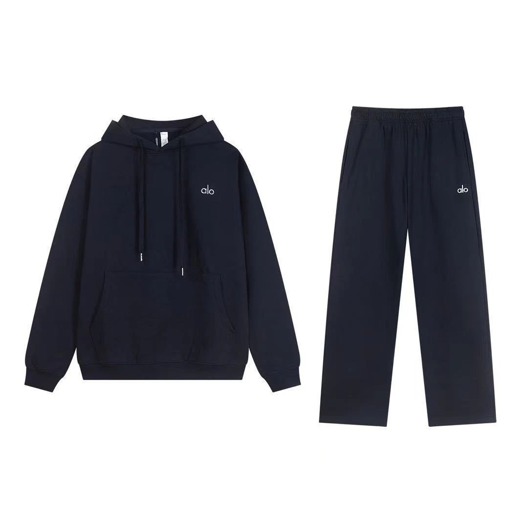 Navy blue hooded straight tube set (upgraded version, size: S-XL)