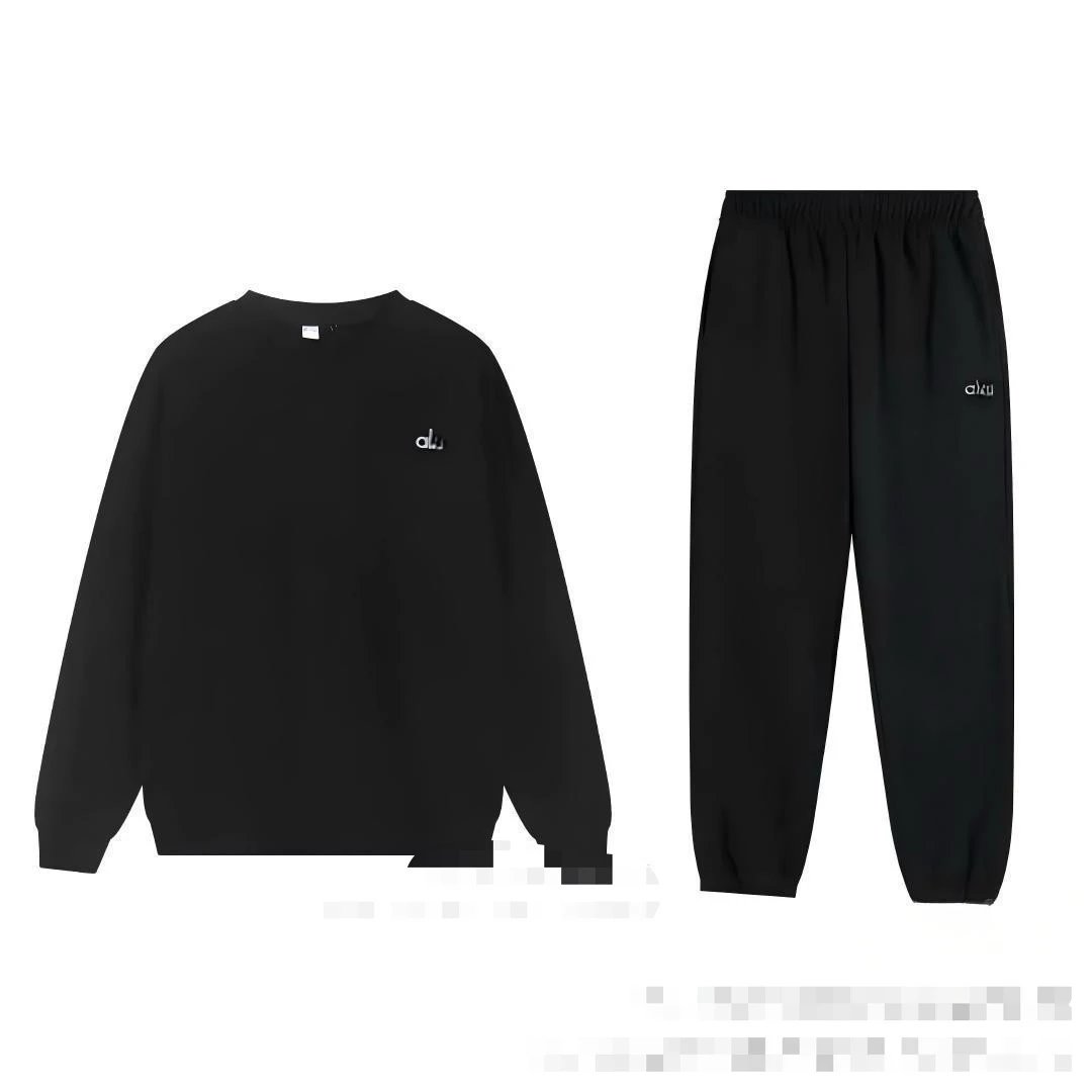 Black Crewneck Tapered Leg - Set