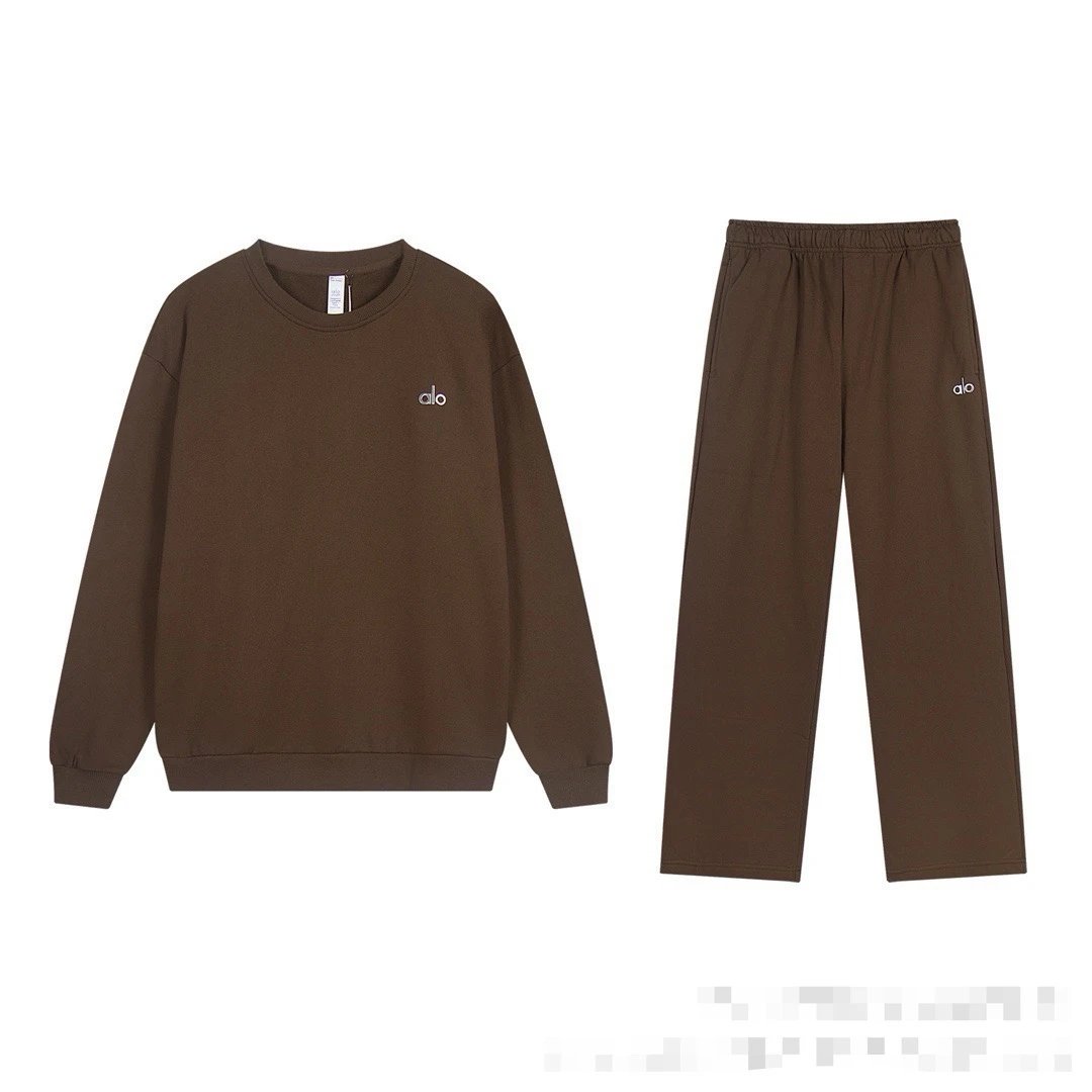 Dark Brown Crew Neck Straight-Leg Set