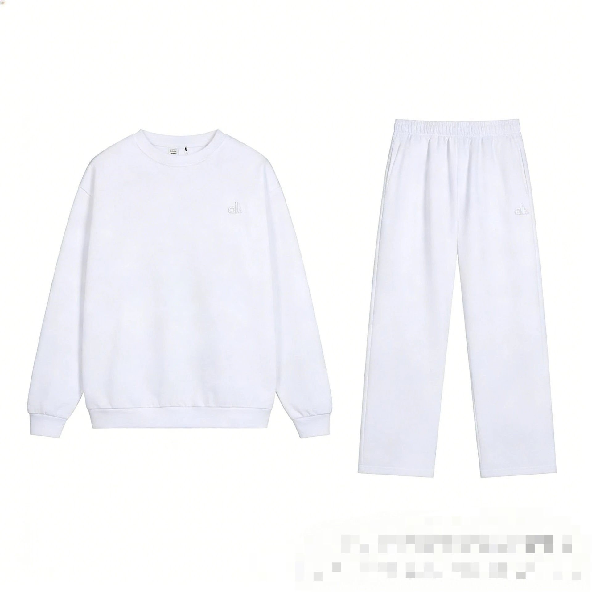 White Crew Neck Straight-Leg Set