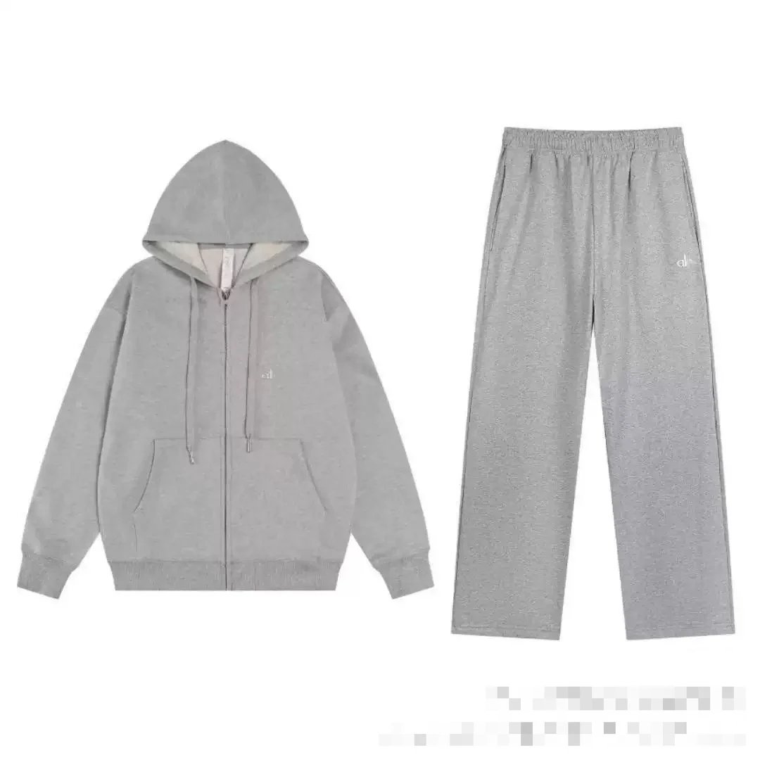 Grey Full Zipper Straight Tube Set