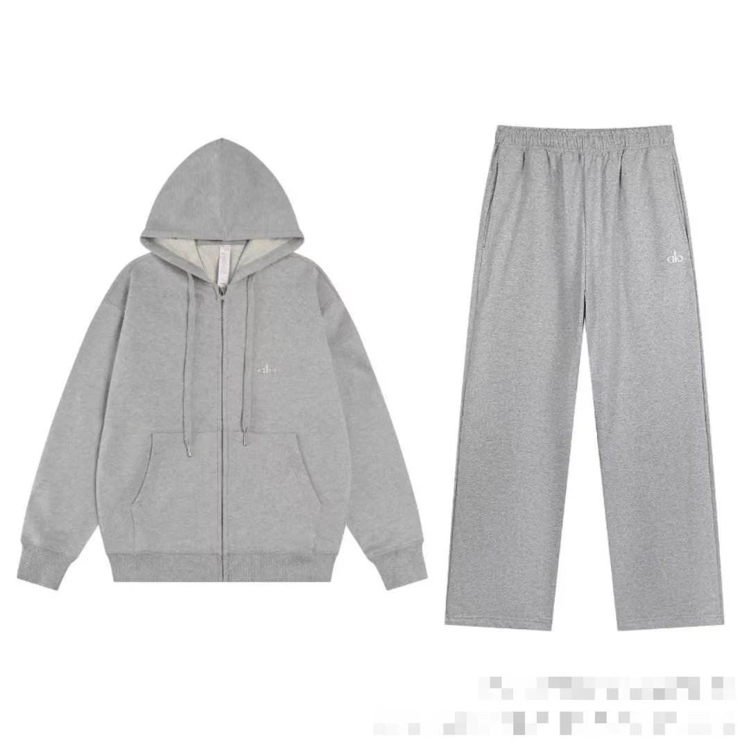 Gray Full-Zip Straight Leg - Set