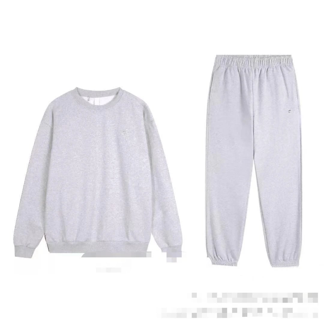 White-Gray Crew Neck Jogger Set