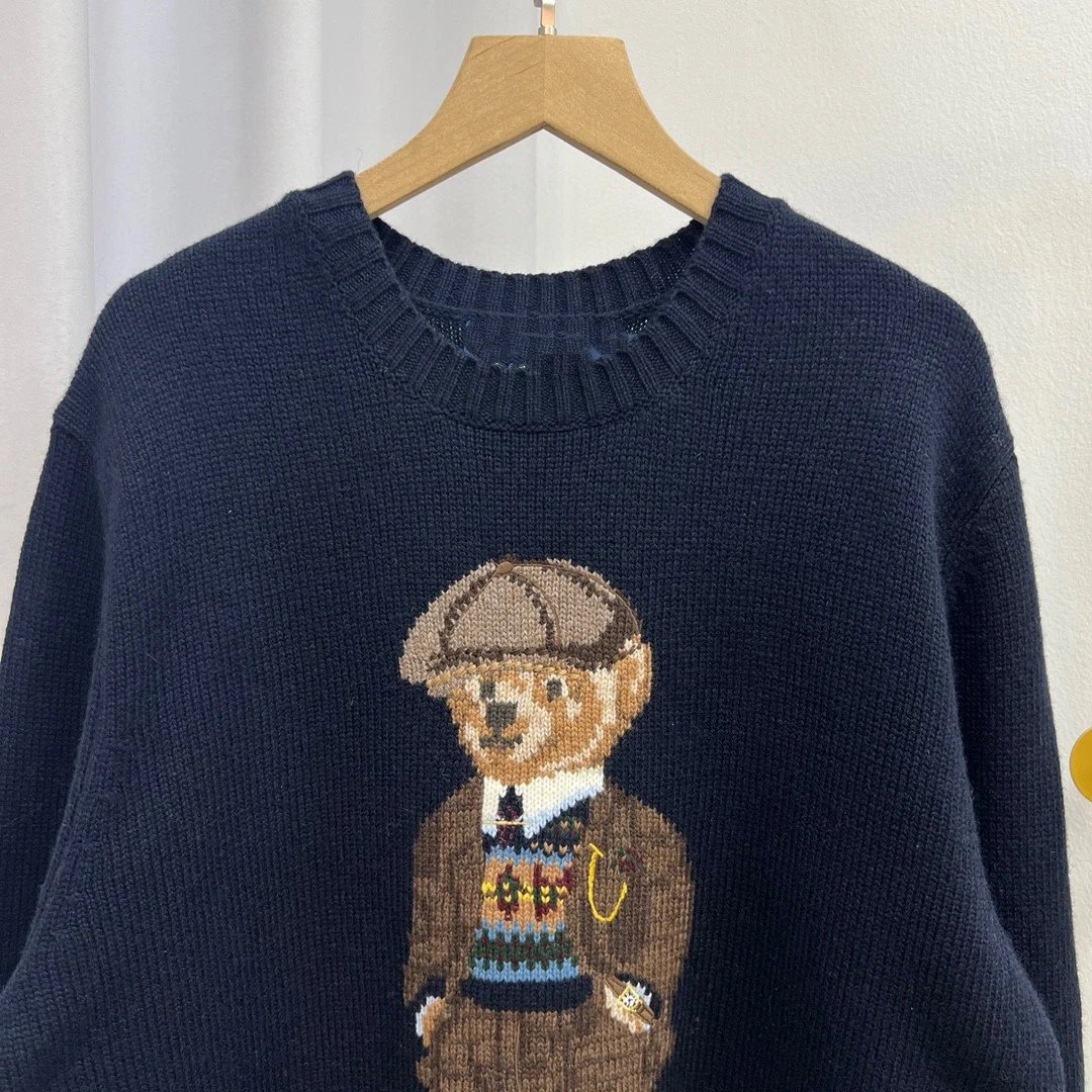 Polo Ralph Lauren Bear Embroidered Crewneck Sweater White - 7