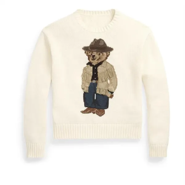 Polo Ralph Lauren Bear Embroidered Crewneck Sweater White - 19