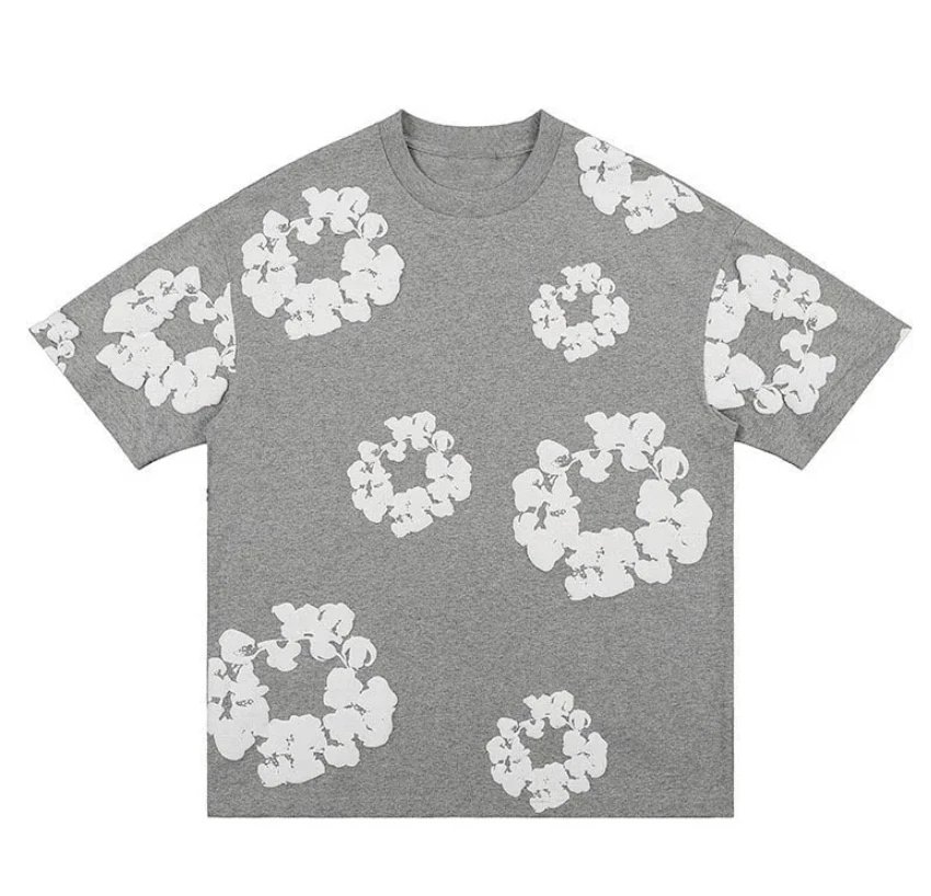 Grey Floral Print T-Shirt