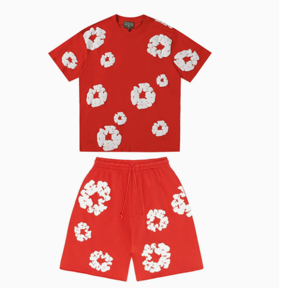 Foam Red Short Sleeve Set [White Floral Wreath]