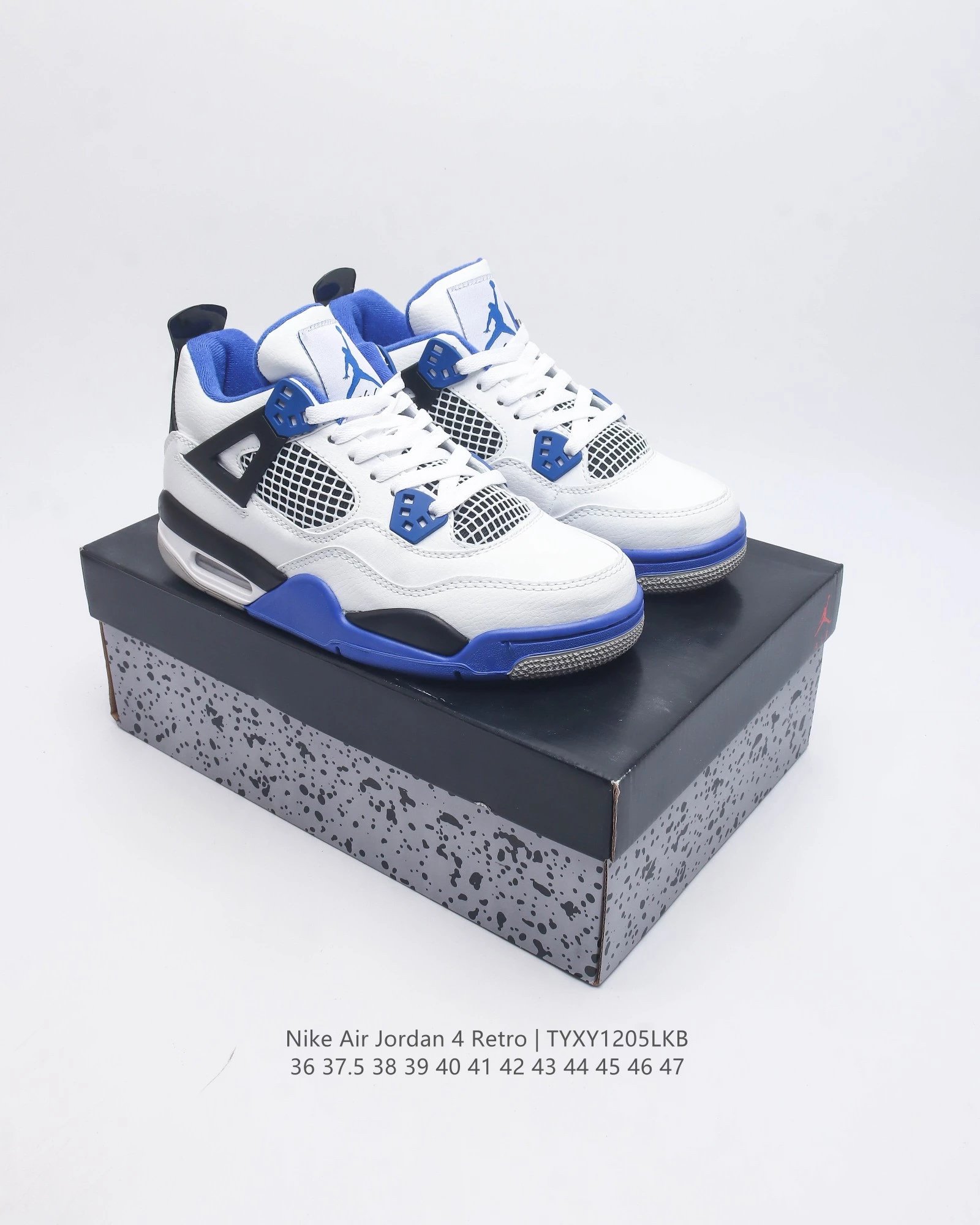 Air Jordan 4 Retro White Cement Grey Navy Sneakers - 35