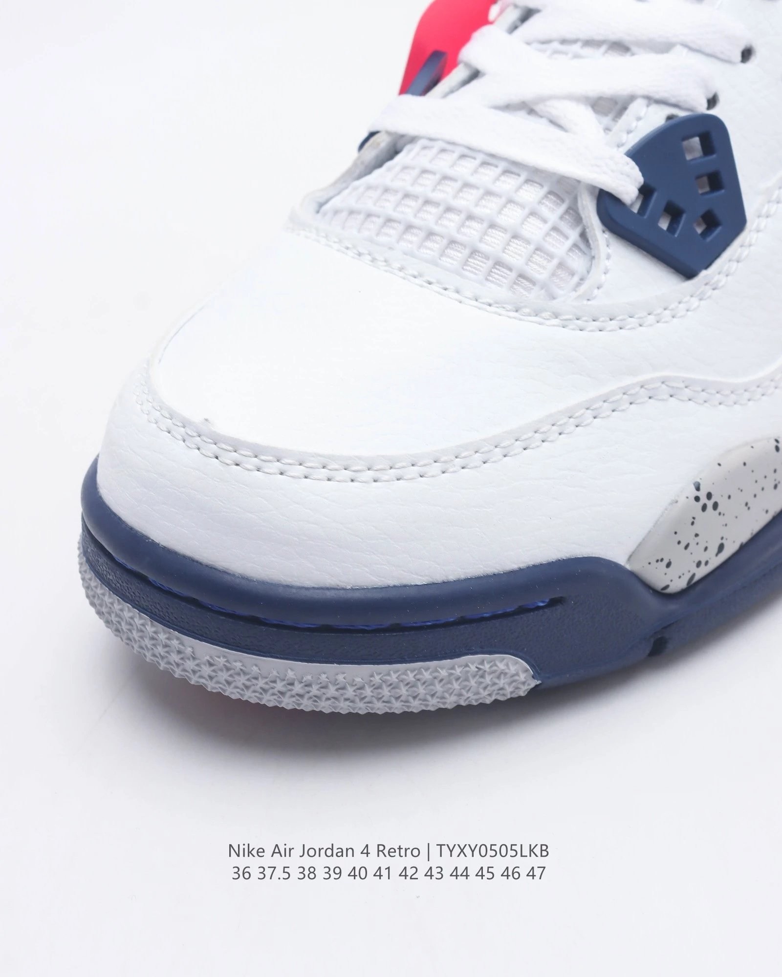 Air Jordan 4 Retro White Cement Grey Navy Sneakers - 44