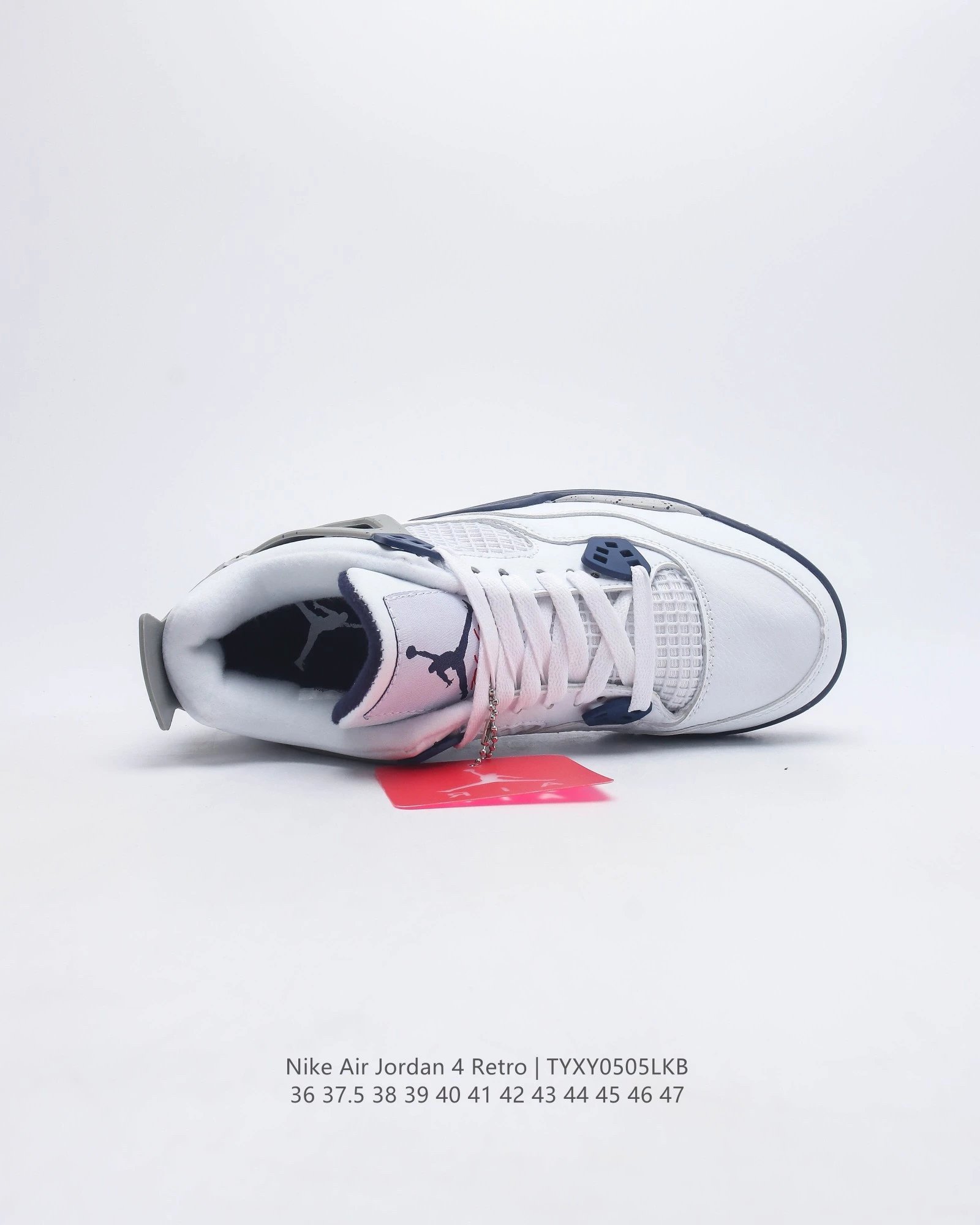 Air Jordan 4 Retro White Cement Grey Navy Sneakers - 41