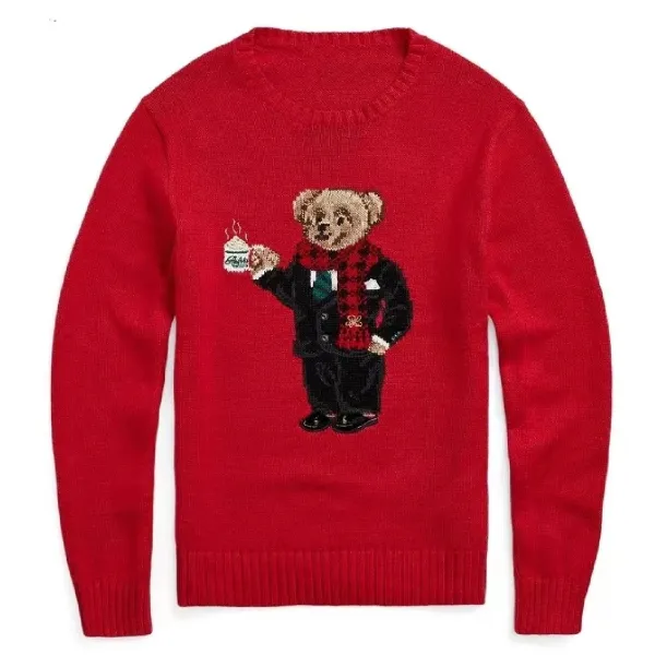 Polo Ralph Lauren Bear Embroidered Crewneck Sweater White - 15