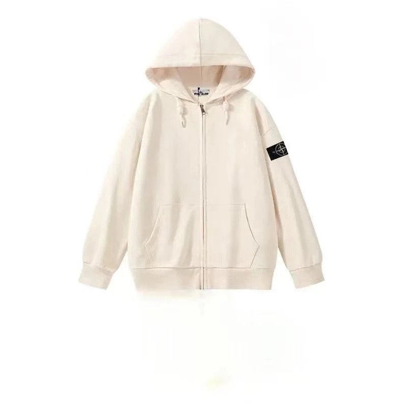 杏色拉链外套加绒