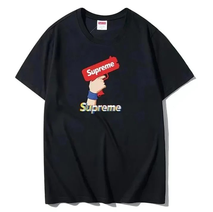 Black Supreme T-Shirt with Paint Roller Graphic