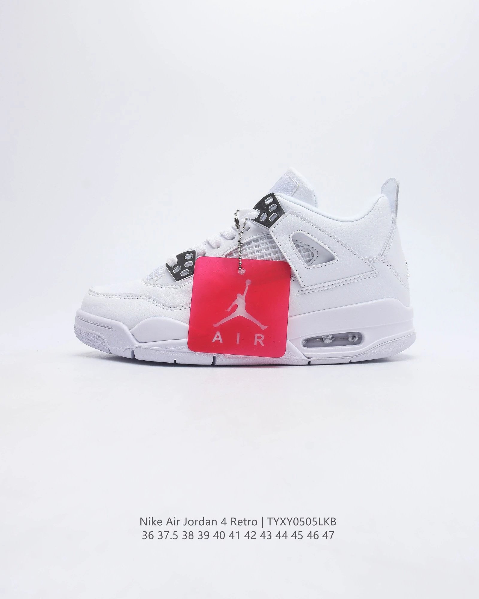 Air Jordan 4 Retro White Cement Grey Navy Sneakers - 27