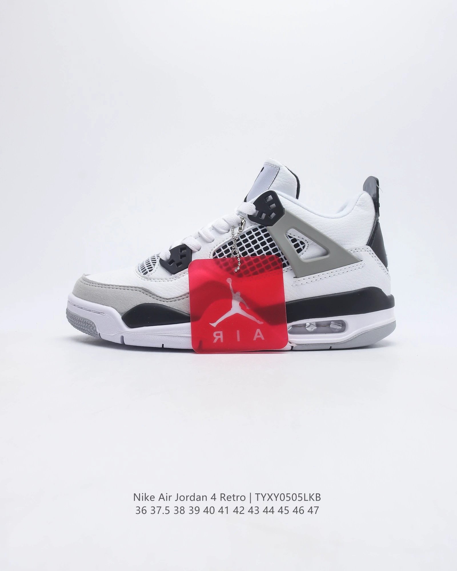 Air Jordan 4 Retro White Cement Grey Navy Sneakers - 19