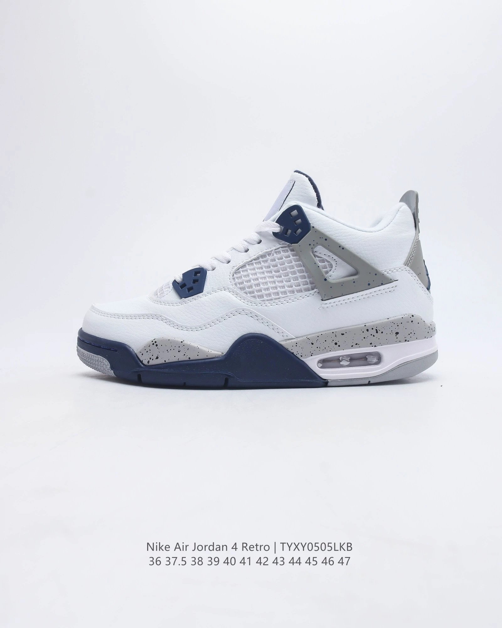 Air Jordan 4 Retro White Cement Grey Navy Sneakers - 29