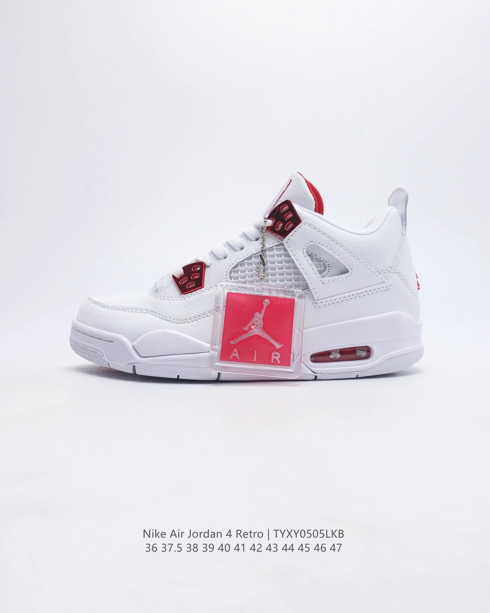 Air Jordan 4 Retro White Cement Grey Navy Sneakers - 34