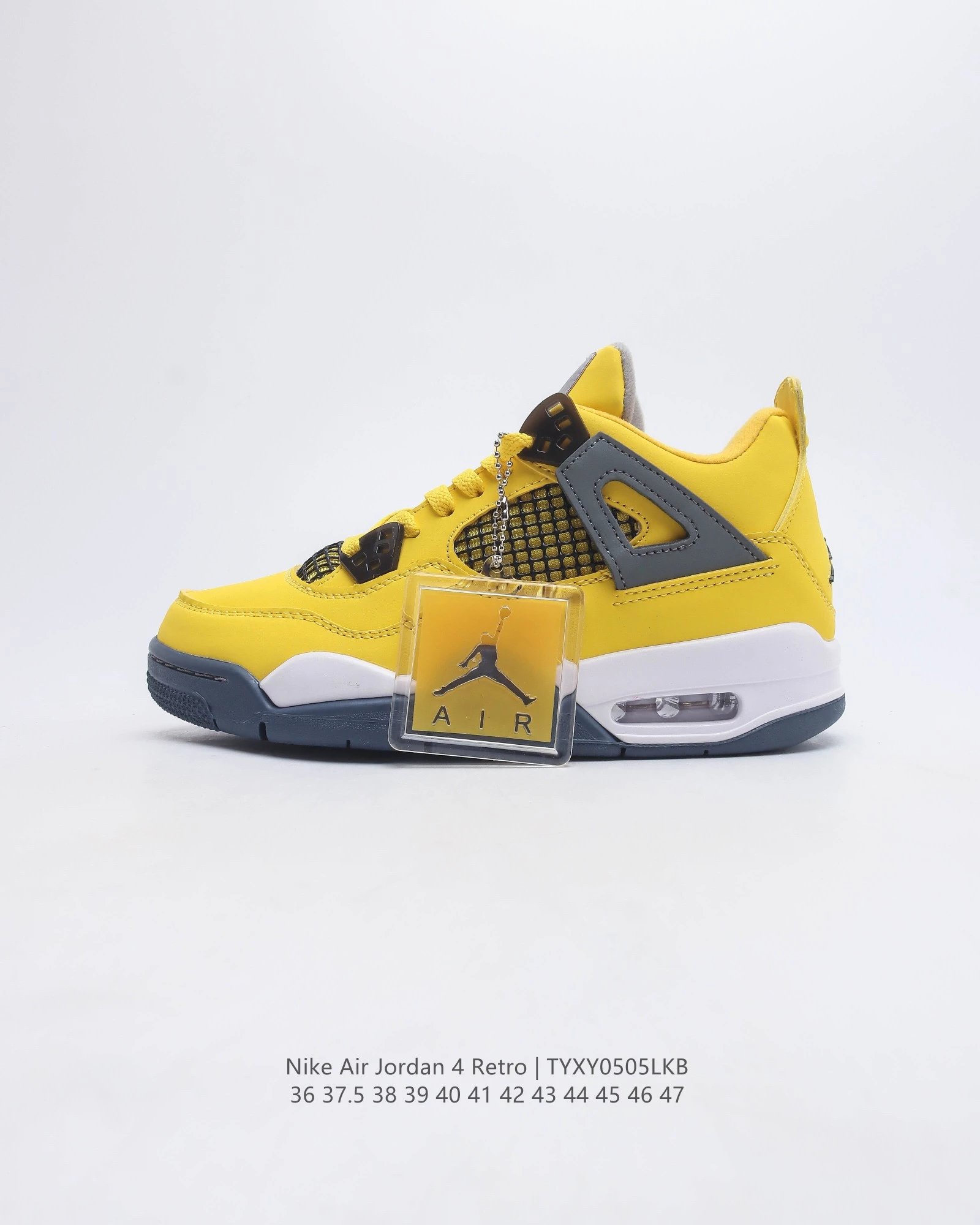 Air Jordan 4 Retro White Cement Grey Navy Sneakers - 24