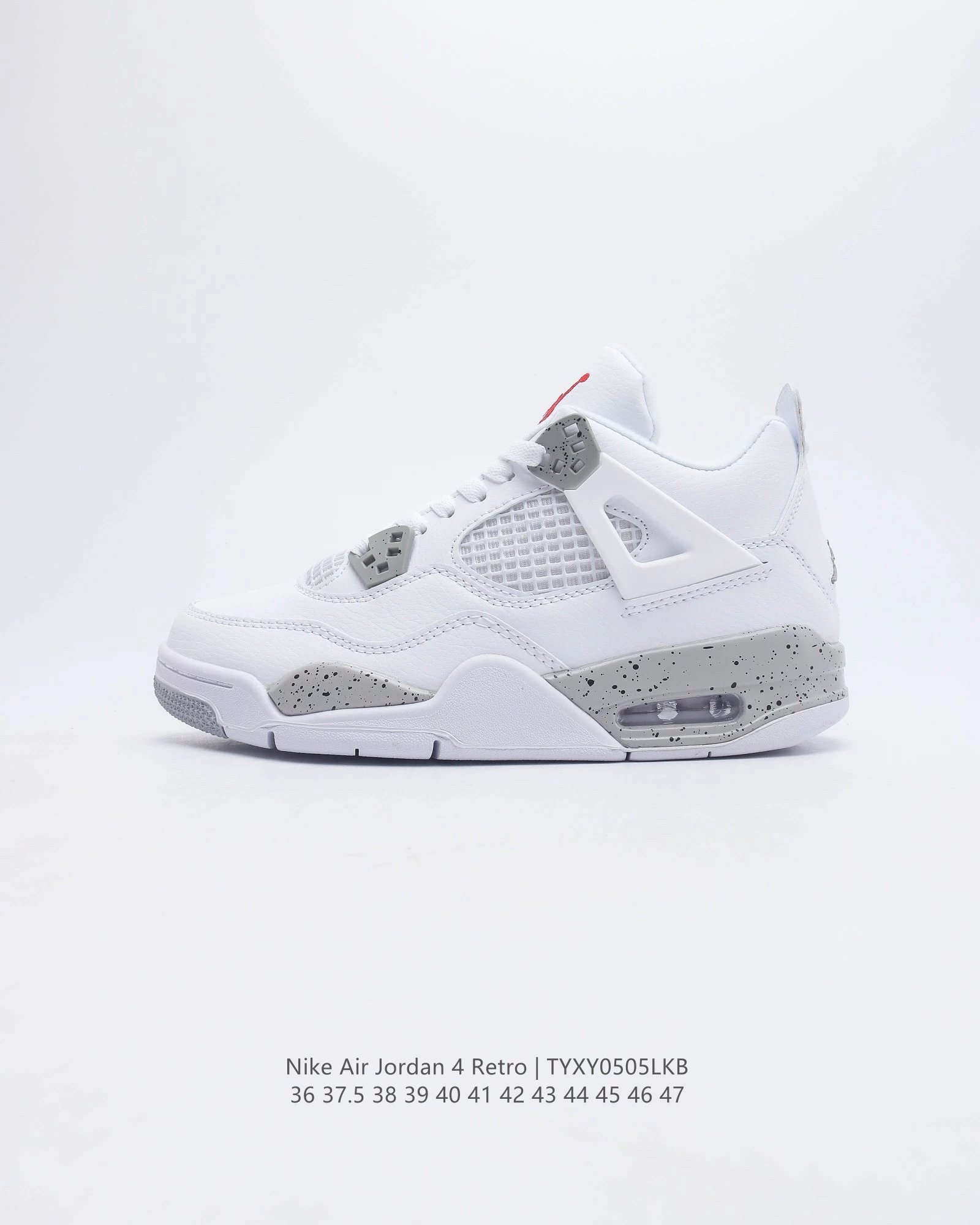 Air Jordan 4 Retro White Cement Grey Navy Sneakers - 17