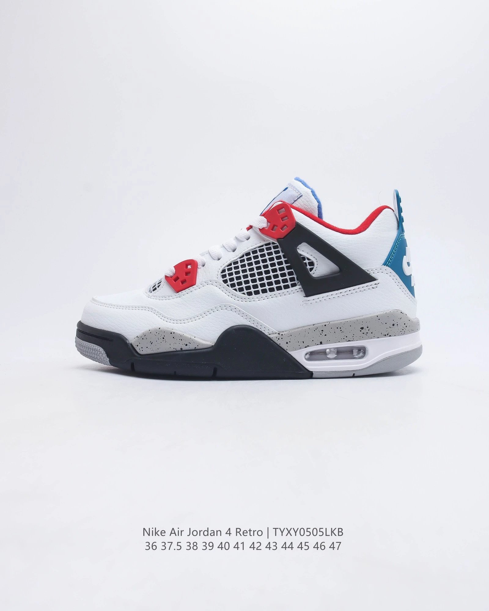 Air Jordan 4 Retro White Cement Grey Navy Sneakers - 31