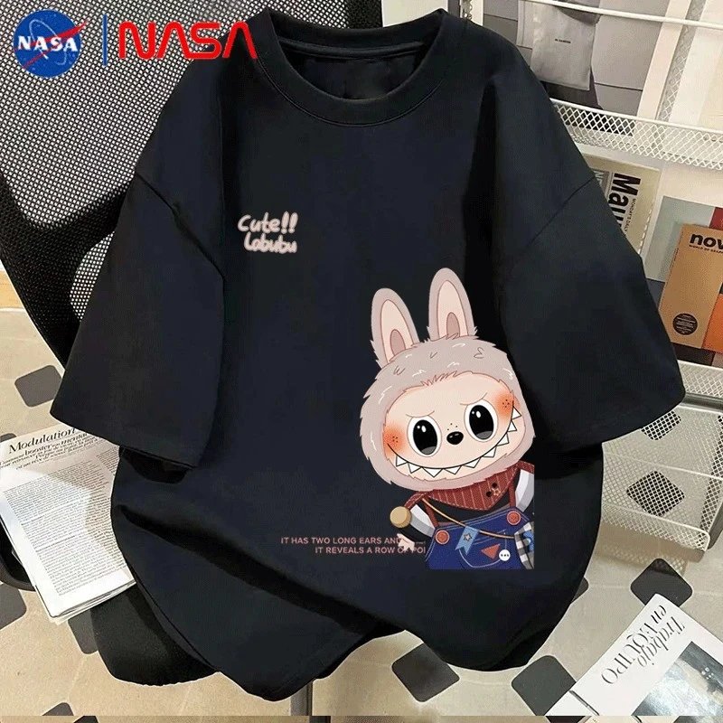 Design NASA x Naiche Labubu Graphic Print Black T-Shirt T-Shirts - 13