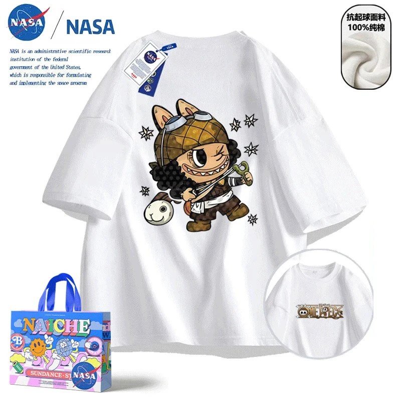 Design NASA x Naiche Labubu Graphic Print Black T-Shirt T-Shirts - 16