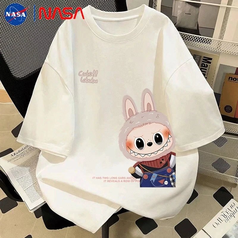 Design NASA x Naiche Labubu Graphic Print Black T-Shirt T-Shirts - 18