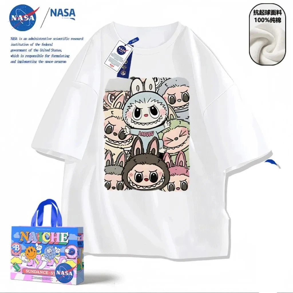 Design NASA x Naiche Labubu Graphic Print Black T-Shirt T-Shirts - 8