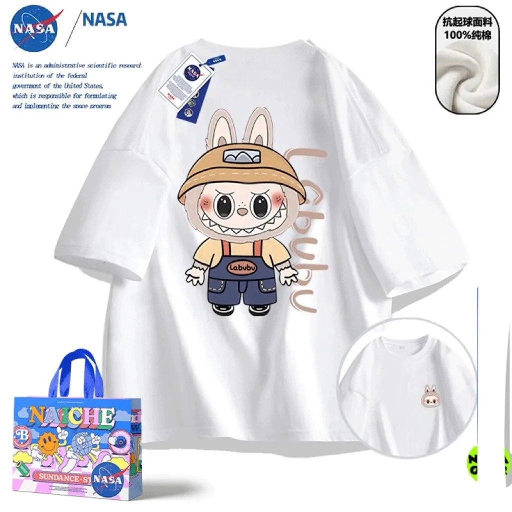 Design NASA x Naiche Labubu Graphic Print Black T-Shirt T-Shirts - 9