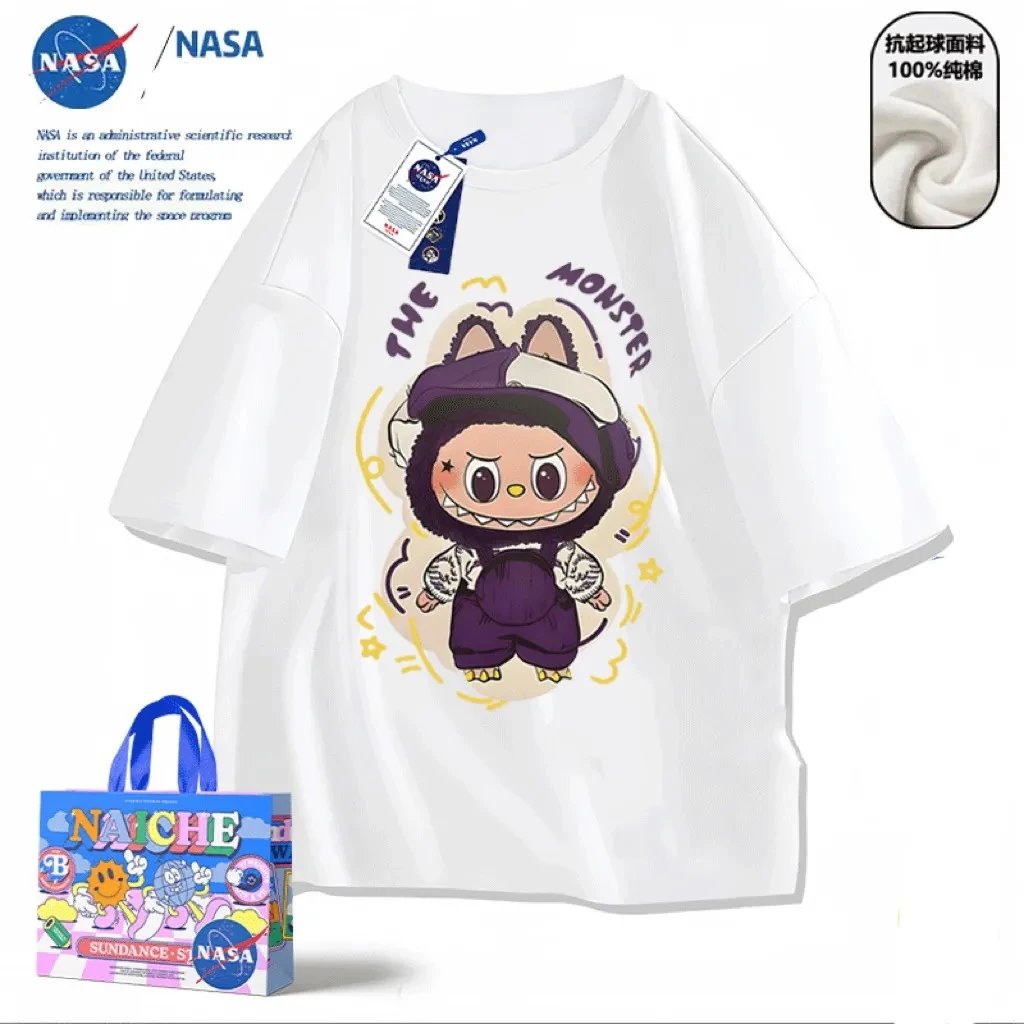 Design NASA x Naiche Labubu Graphic Print Black T-Shirt T-Shirts - 11