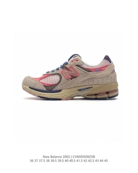 New Balance 2002 Beige Pink Navy Sneakers - 1