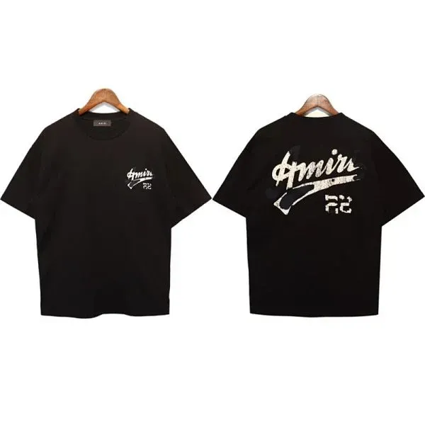 Amiri Script Logo Black Oversized T-Shirt - 1