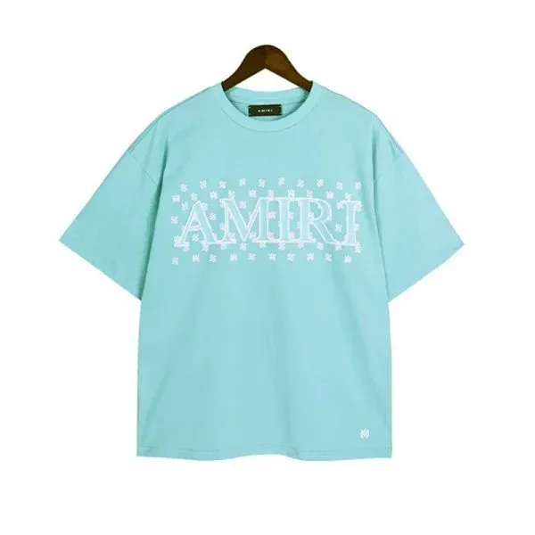 Amiri Logo Print Oversized T-Shirt Aqua - 1