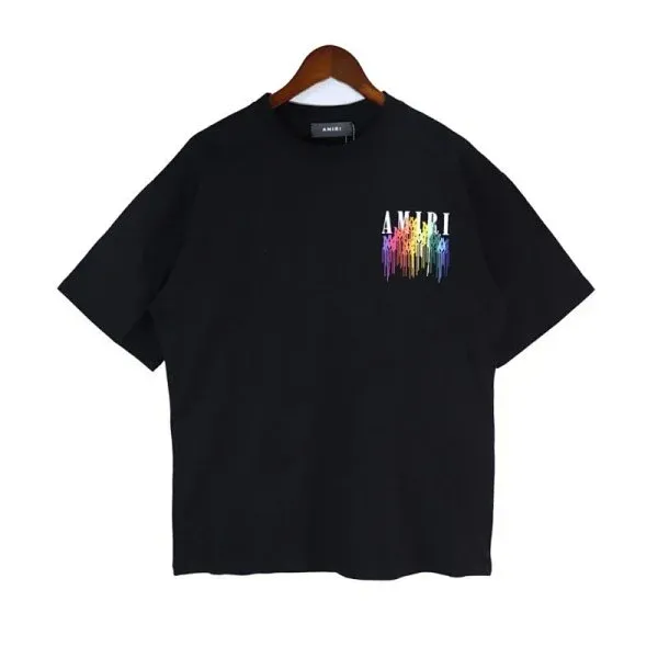 Amiri Rainbow Drip Logo Black T-Shirt - 1