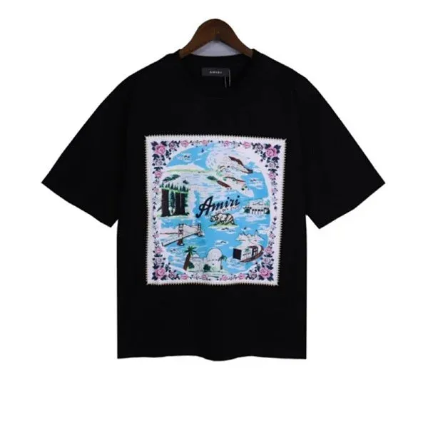 Amiri Map Print Graphic T-Shirt Black - 1