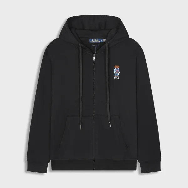 Polo Ralph Lauren Bear Embroidered Full-Zip Hoodie Black - 1