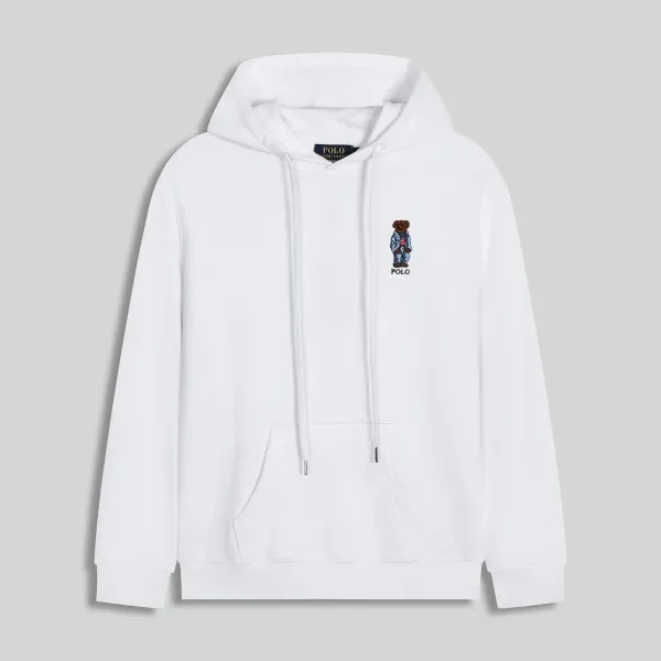 Polo Ralph Lauren Bear Embroidery White Hoodie - 1