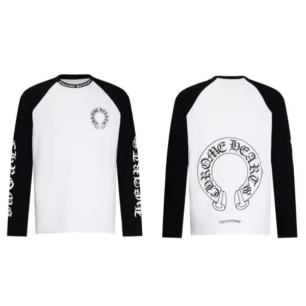 Chrome Hearts Horseshoe Logo Raglan Long-Sleeve T-Shirt White/Black - 1