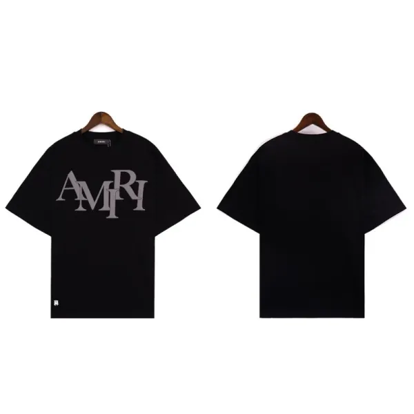 Amiri AMIRI Logo Print Black Oversized T-Shirt - 1