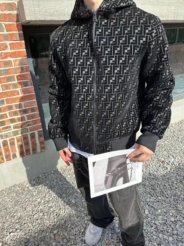 Fendi Jackets FF Monogram Hooded Zip Jacket product detail image 13