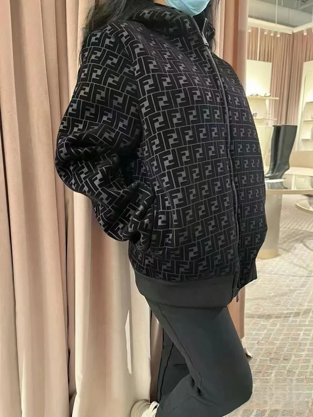 Fendi Jackets FF Monogram Hooded Zip Jacket product detail image 11