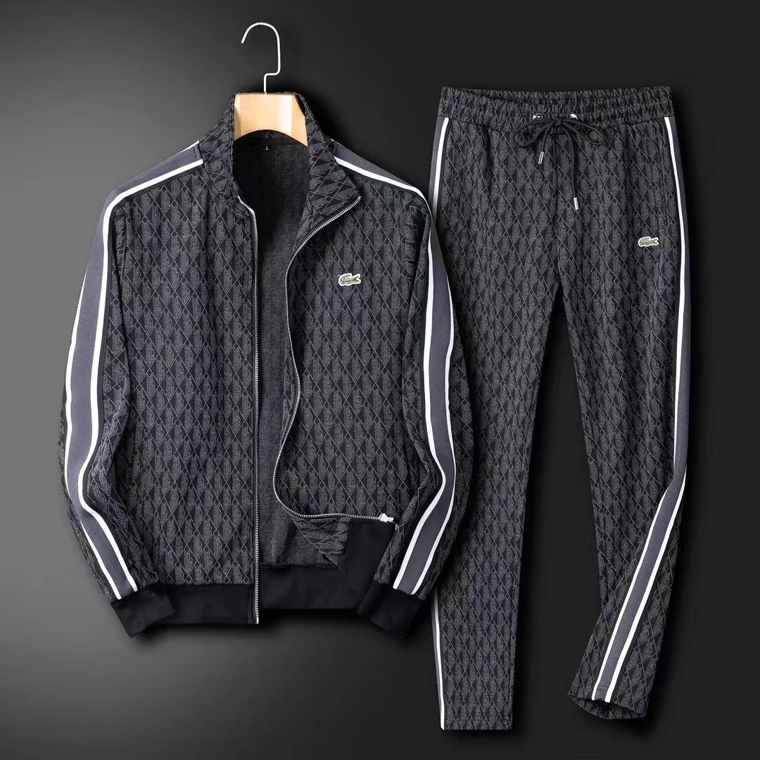 Lacoste Matching Sets Diamond-pattern zip track jacket and jogger set image 12