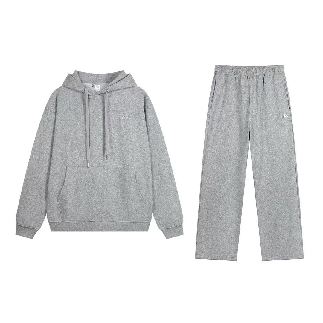 Gray Hooded Straight-Leg Set