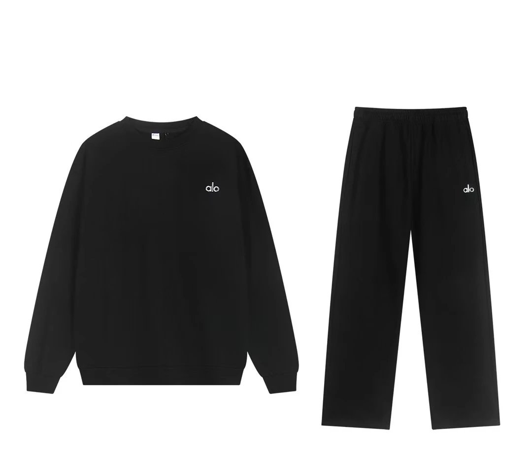 Black Crew Neck Straight-Leg Set