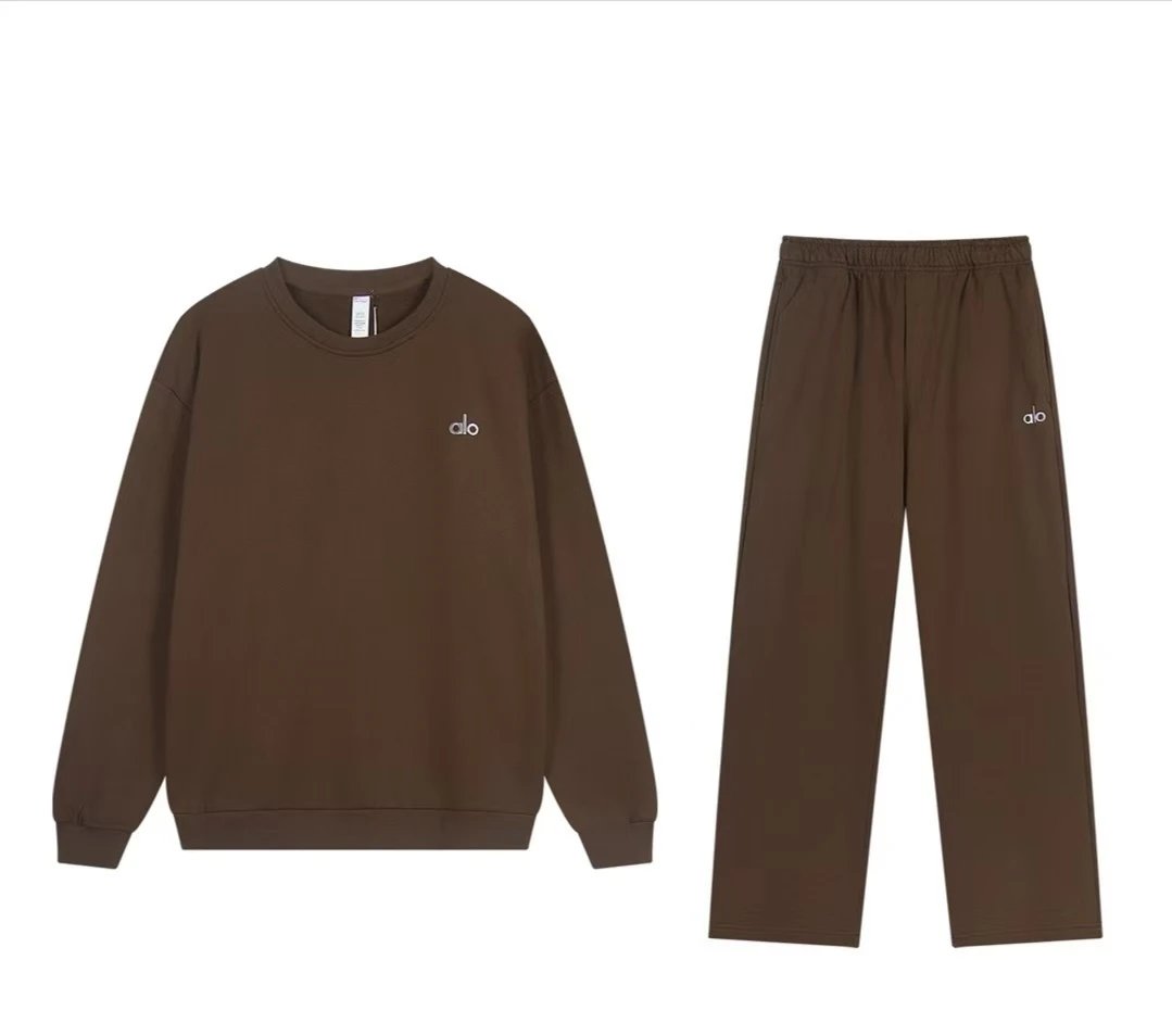 Dark Brown Crew Neck Straight-Leg Set