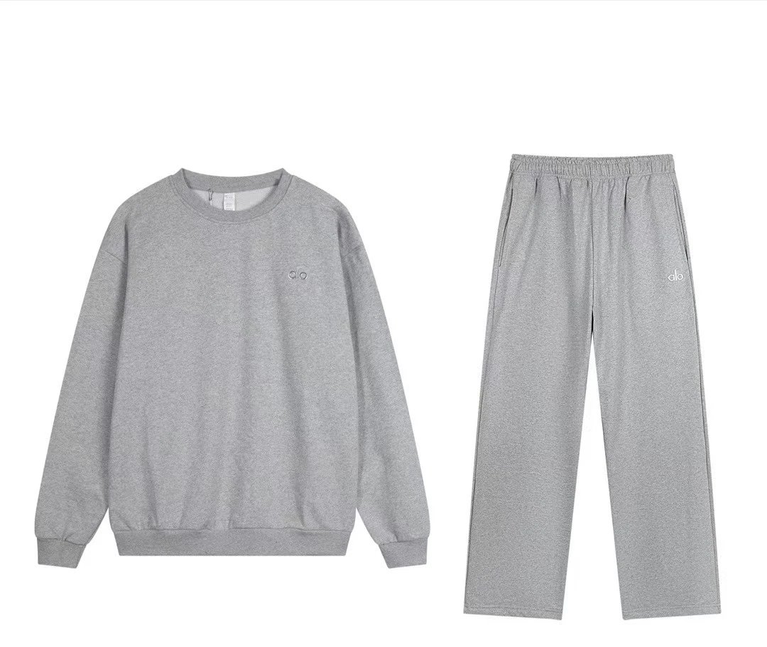 Gray Crew Neck Straight-Leg Set