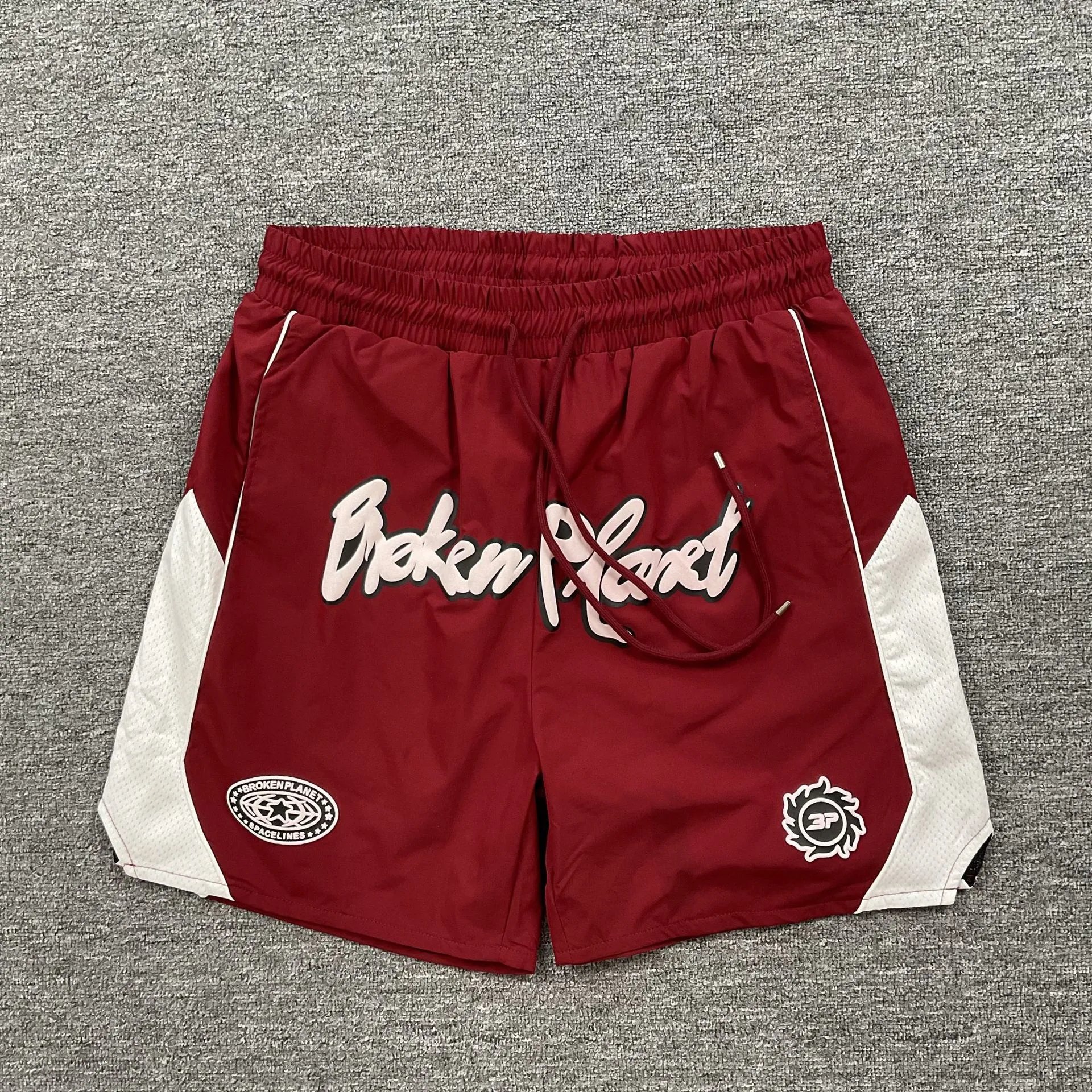 Broken Planet Shorts Graphic Panel Drawstring — 3198 red